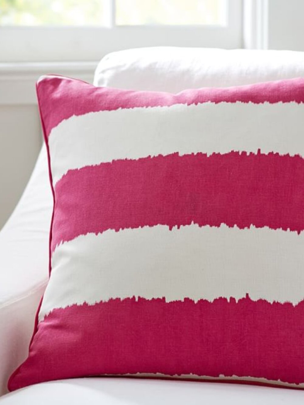 Pottery Barn Watercolor Stripe Pillow Cover Hot Pink 20 sq Fuchia New